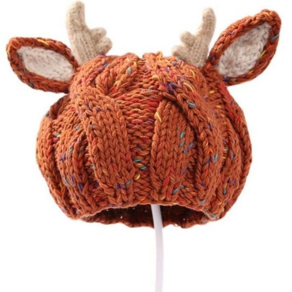 Little Deer Crochet Hat | Handmade Knit Antlers Bonnet Cap Head (Kids, Adults) - Picture 2 of 4